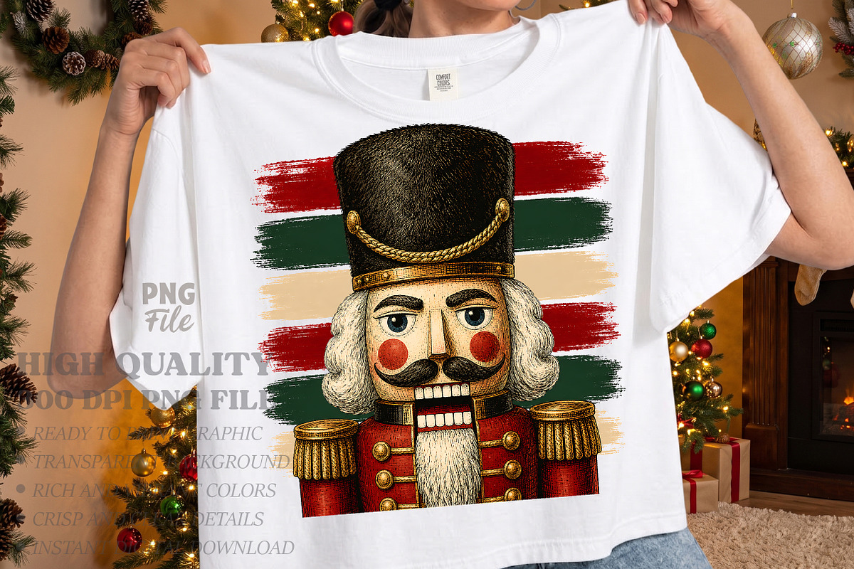 Vintage Stripes Nutcracker Xmas PNG, a Seasonal Illustration by Libby Wishes (Photo 1 of 4)