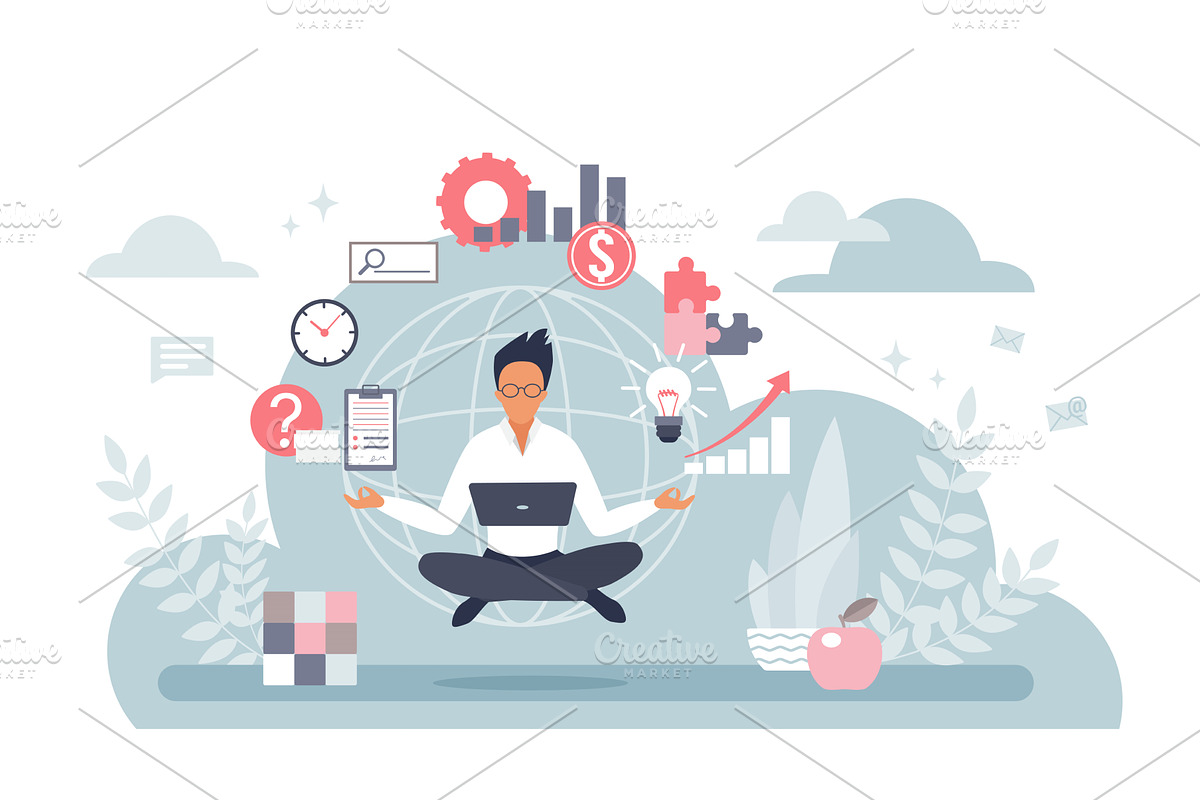 Businessman multitasking productivit, a Finance Illustration by Lemberg Vector