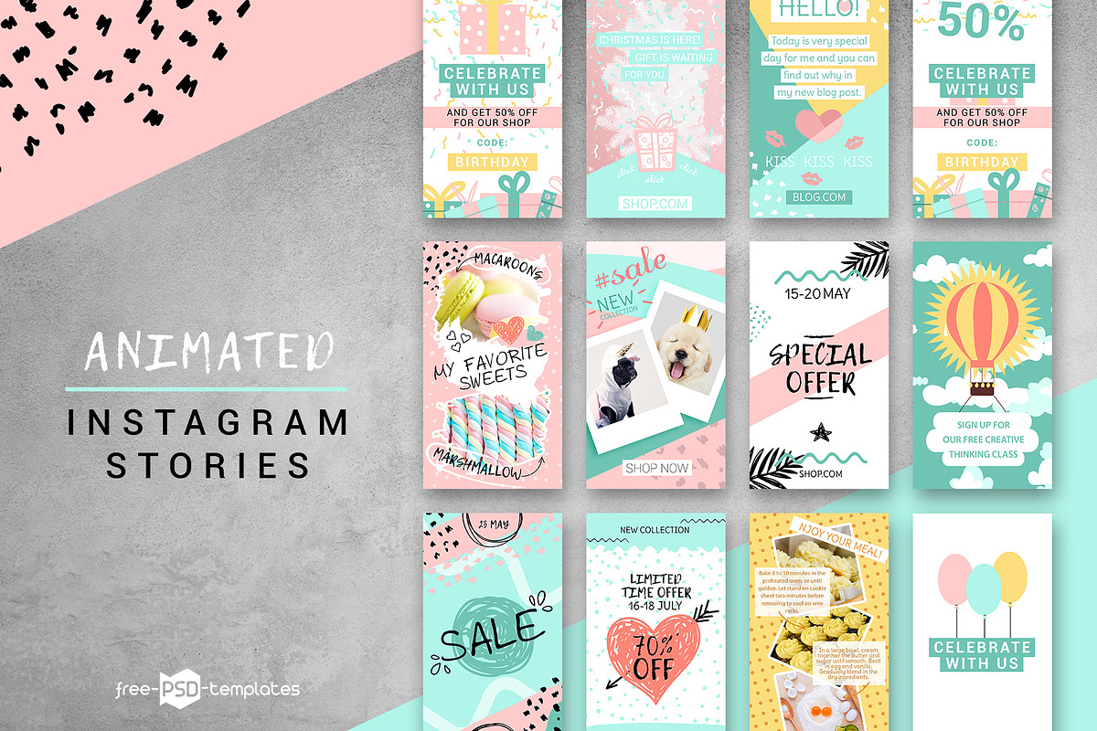 10 Animated Instagram Stories, a Social Media Template by Free-PSD-Templates (Photo 1 of 6)
