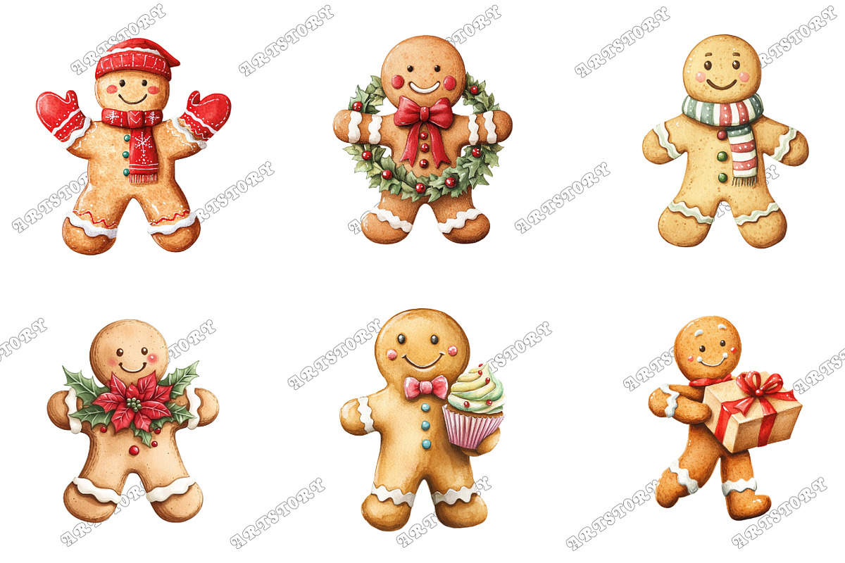 Christmas Gingerbread Man Clipart, an Illustration by designcity5 (Photo 3 of 5)