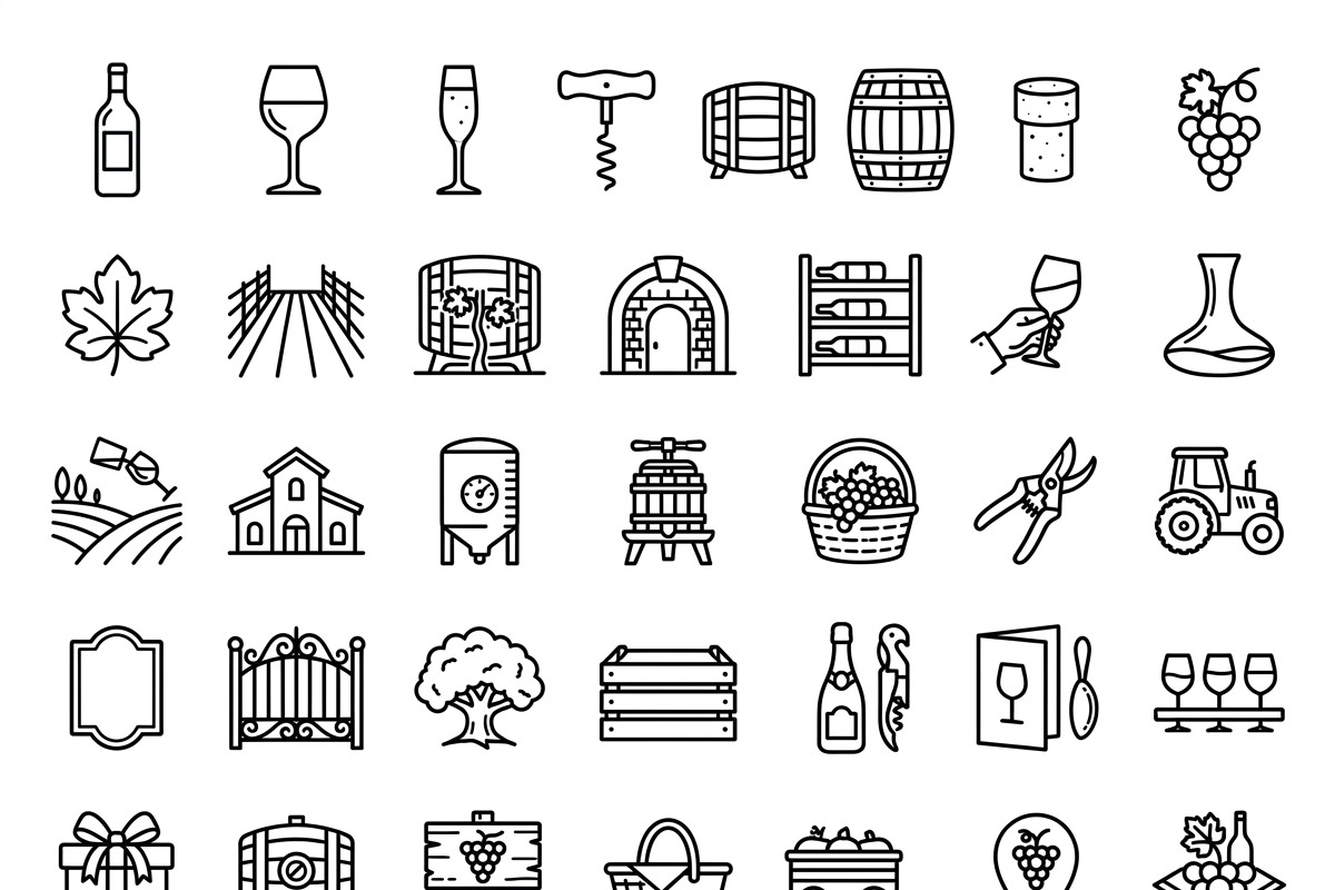 42 Winery Vineyard Outline Icons, an Outline Icon by adenpinkstore (Photo 2 of 11)