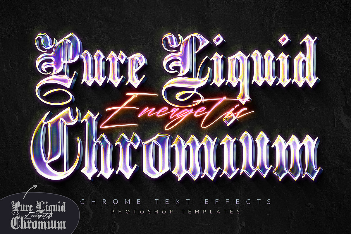 Iridescent Gothic Chrome Text Effect, a Layer Style Add-On by Andrew Skoch Design (Photo 6 of 8)