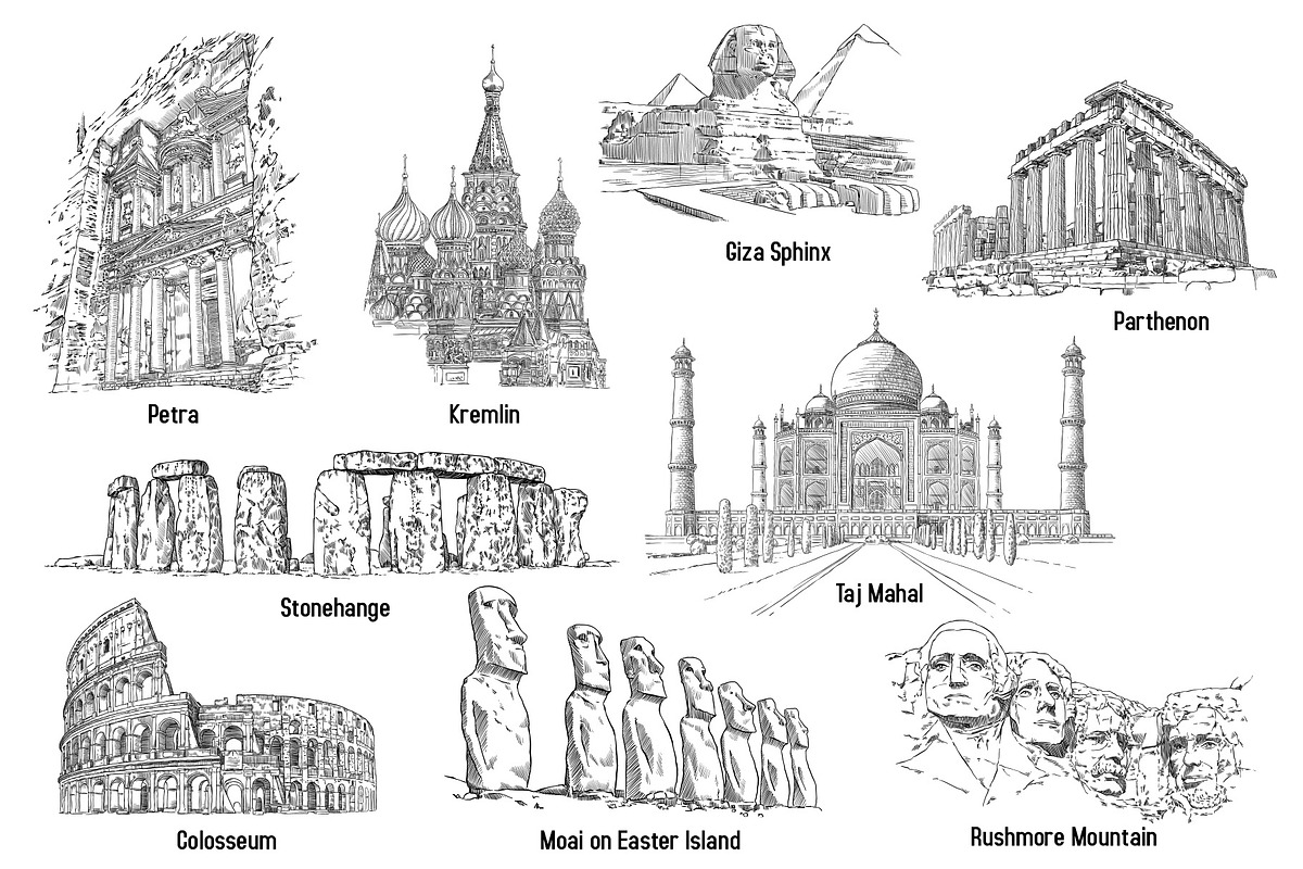 30 World monuments vector drawing, an Object Graphic by Giordano Aita Graphics (Photo 4 of 5)