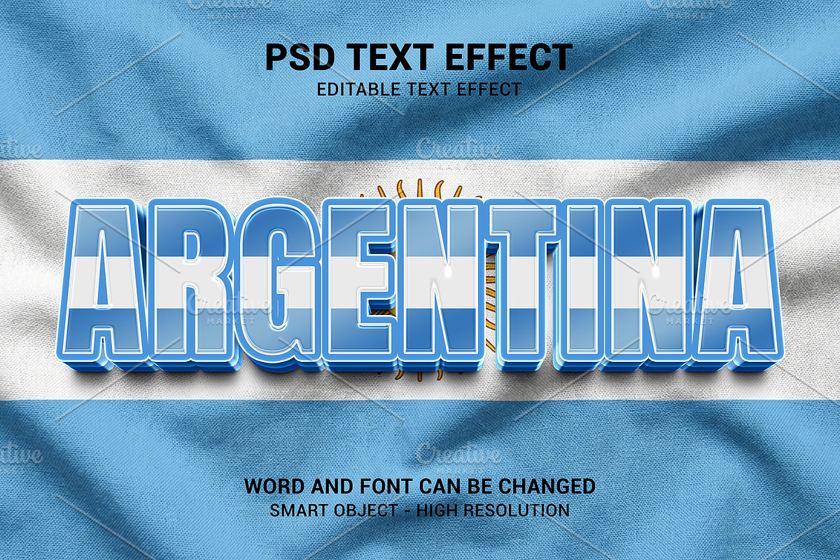 Argentina Flag 3D Text Effect, a Layer Style Add-On by bdrobin (Photo 1 of 2)
