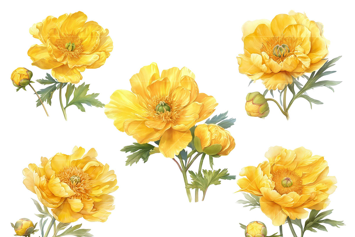 Watercolor Yellow Flower Clipart, an Object Illustration by Design Scotch (Photo 4 of 7)