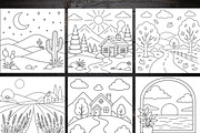 Minimalist Landscape Coloring Pages, a Brochure Template by LA Design (Thumbnail 4 of 10)
