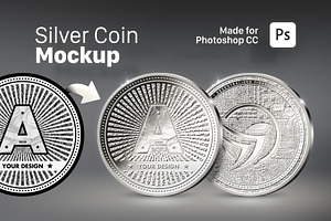 Sliver Coin Mockup for Photoshop CC, a Product Mockup by FEINGOLD