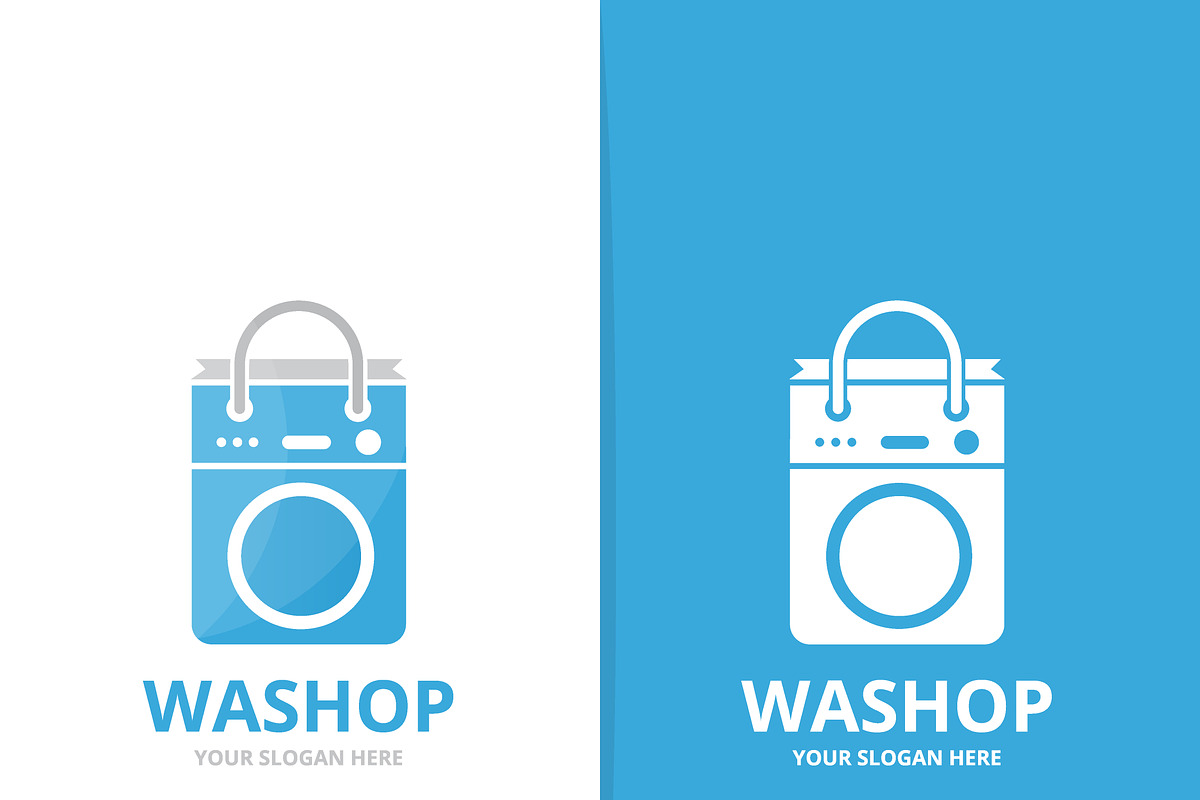 Vector of laundry and bag logo combination. Washing machine and shop ...