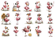 Whimsical Summer Flamingo Clipart, an Illustration by OK Design (Thumbnail 3 of 6)