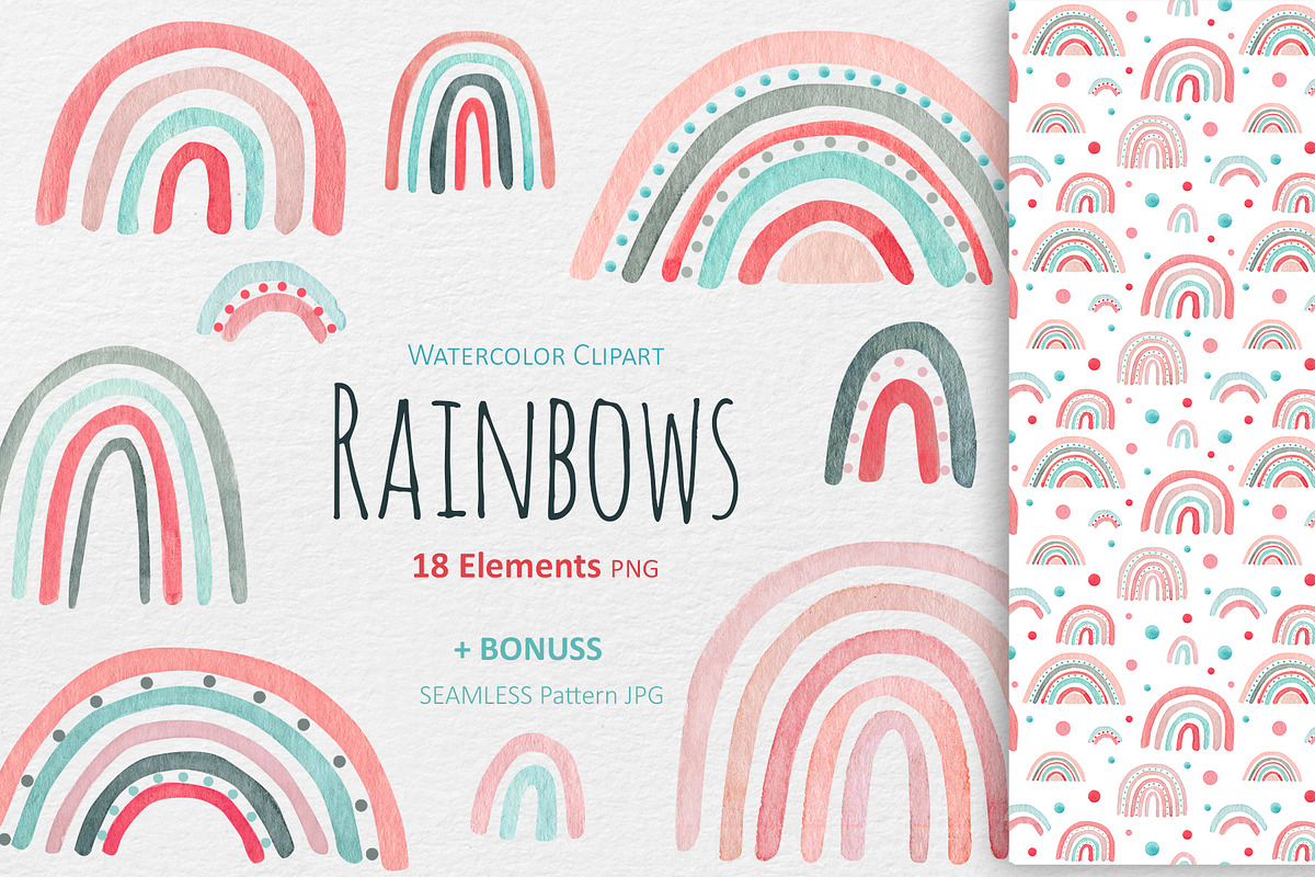 Watercolor RAINBOWS BUNDLE sale, a Pattern Graphic by svetlanaARTdreams (Photo 4 of 16)