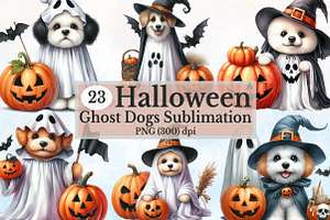 Halloween Ghost Dogs Clipart, a Seasonal Illustration by Rose Art