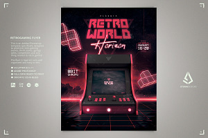 Bartop Arcade Flyer Retro Gaming, a Flyer Template by Storm Pixels