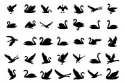 Collection of Silhouettes of swans, an Animal Illustration by nandinigraphics (Thumbnail 1 of 4)