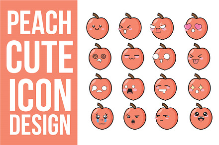 Peach Cute Icons Design