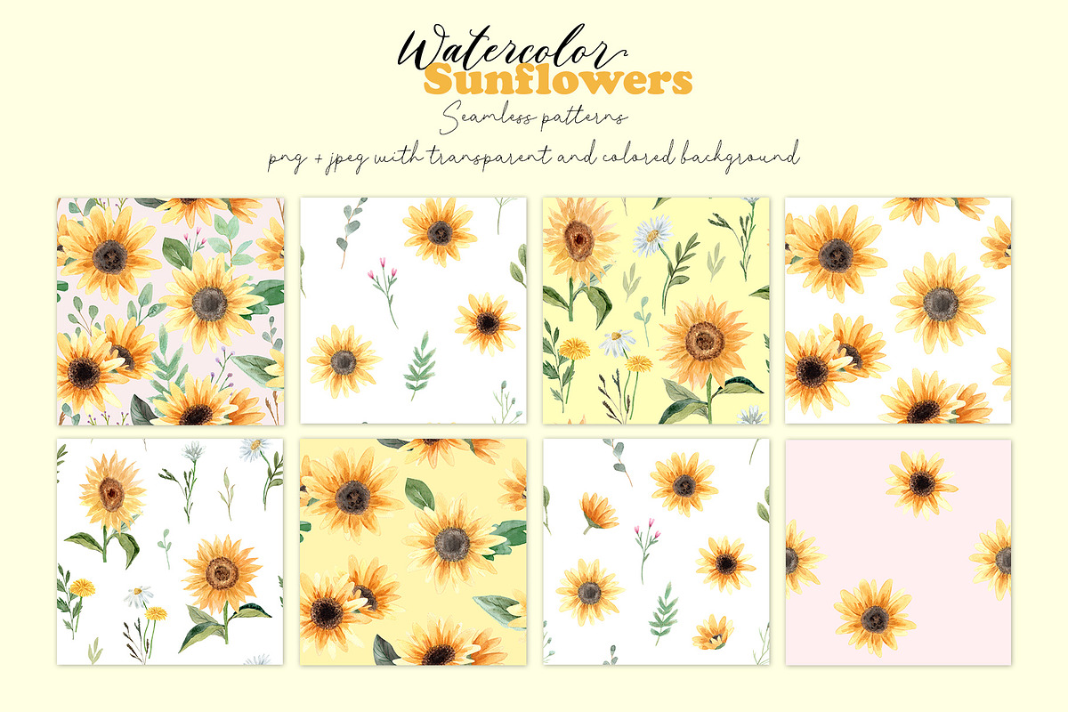 Sunflowers Watercolor Collection, a Decorative Illustration by Slastick (Photo 4 of 8)