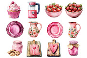 Pink Kitchen Clipart Coquette Kitche, an Illustration by Watercolor design (Thumbnail 2 of 10)