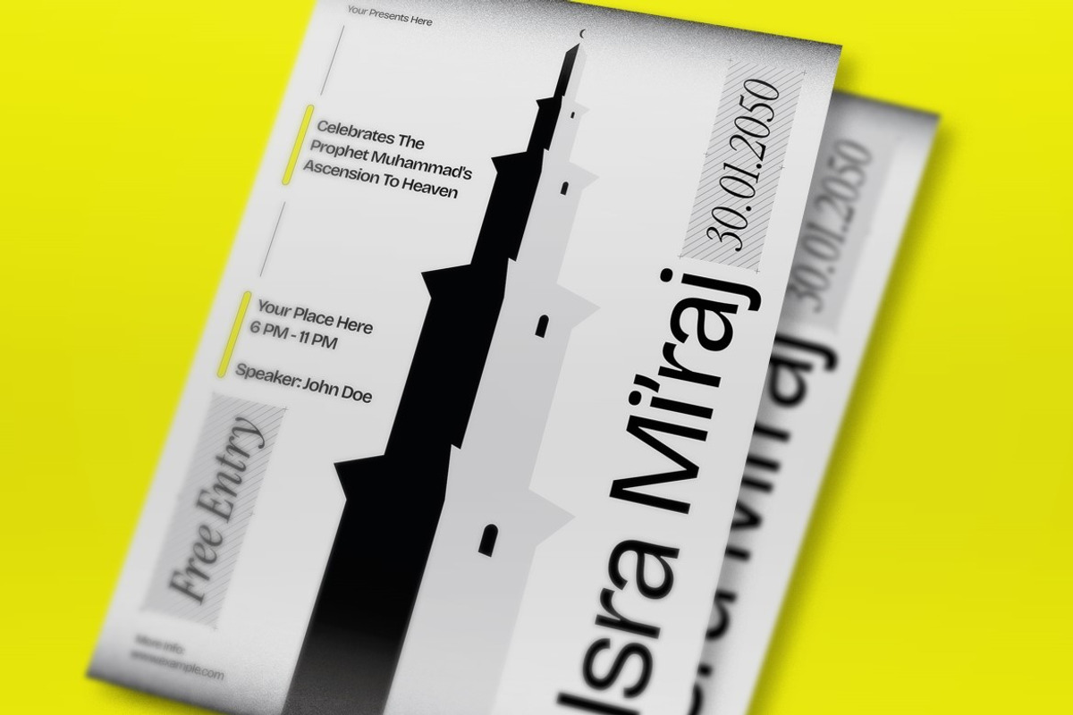 Gray Isra Mi'raj Flyer Set, a Flyer Template by graphicook (Photo 2 of 3)