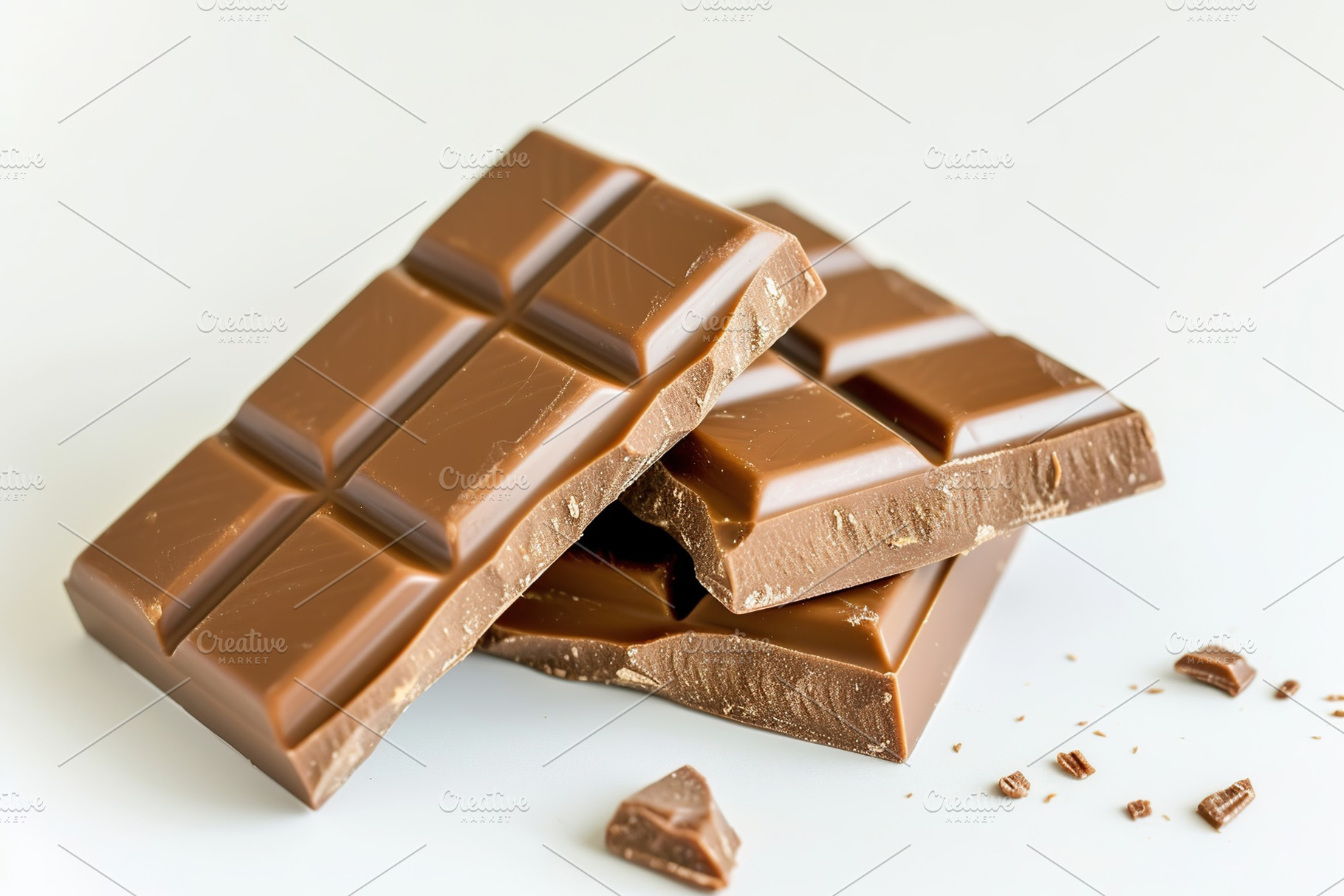 Milk chocolate bar on white background, a Food & Drink Photo by AlyaAnd