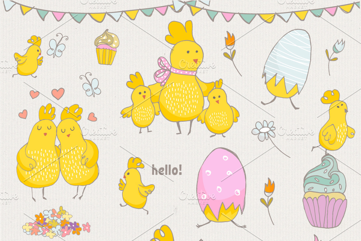 Easter chiks fun kit, a Decorative Illustration by solmariart