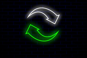 Recycle Icon Neon Sign PSD Editable