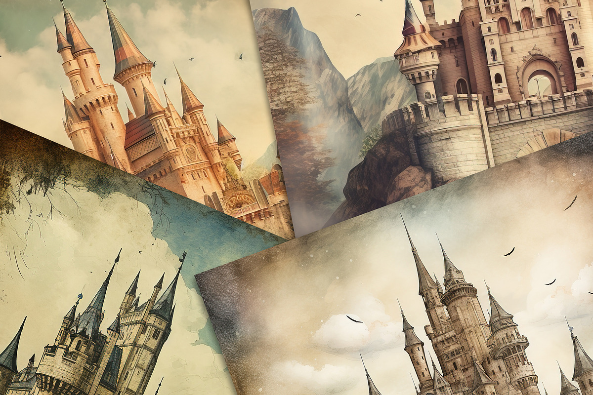 Medieval Castles Digital Papers, a Background Graphic by Fun Digital (Photo 4 of 6)