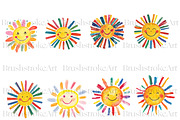 Happy Smiling Sun Clipart, Cute Sun, a Decorative Illustration by BrushstrokeArtGB (Thumbnail 5 of 9)