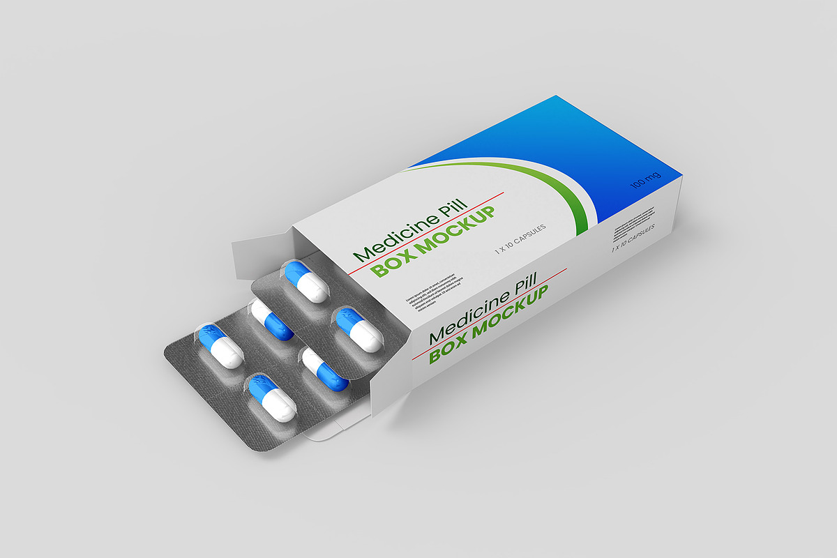 Medicine Pill Box Mockup - 8 views, a Packaging Mockup by Illusiongraphic (Photo 7 of 25)