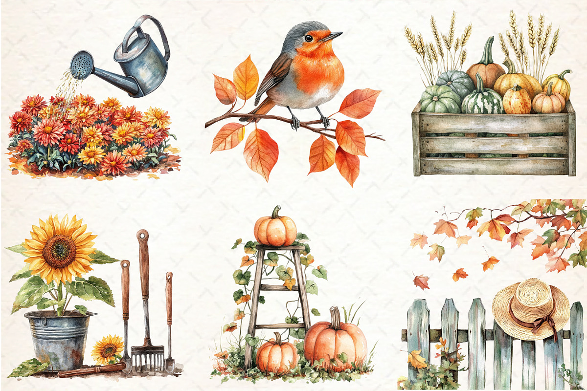 Autumn Day Garden Clipart, an Illustration by Libby Wishes (Photo 3 of 6)