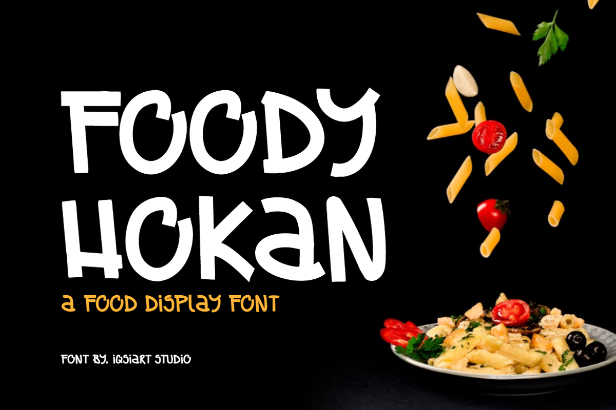 Foody Hokan - Food Font, a Handwritten Font by Iqsiart Studio (Photo 1 of 7)
