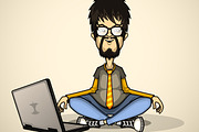User with a Laptop Surrounded Device, a Technology Illustration by yuanden graphics (Thumbnail 2 of 5)