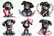 Whimsical Valentine Black Dog Clipar, an Illustration by Creative Art (Thumbnail 3 of 10)