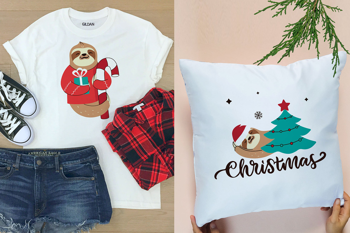 Sloth illustration. Christmas animal, an Animal Illustration by Lettering_Logo (Photo 7 of 7)