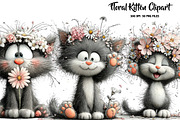 Floral Kitten Clipart, a Seasonal Illustration by CreationArt (Thumbnail 1 of 7)