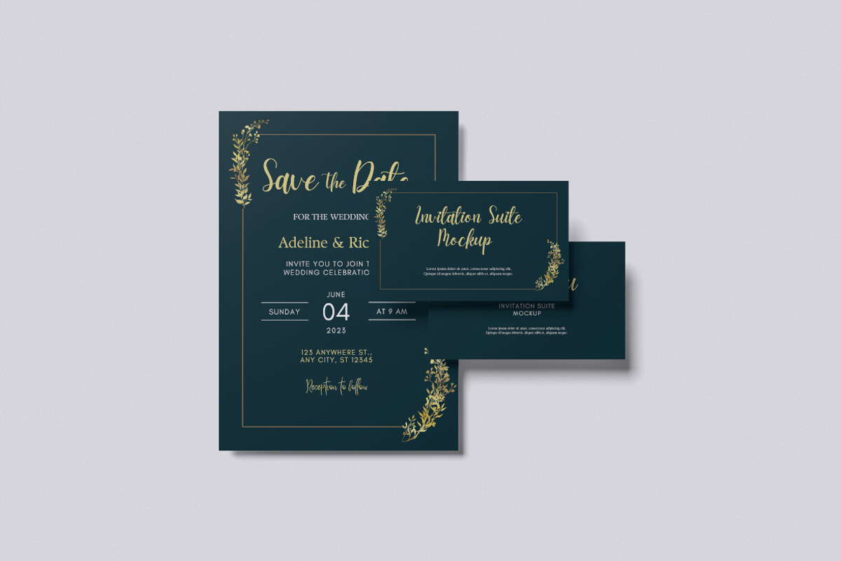 Invitation Suite Mockup, an Advertising Mockup by Pikachudesign (Photo 3 of 5)