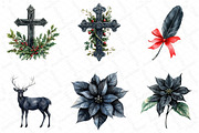 Watercolor Gothic Christmas Clipart, an Illustration by DreamPrint404 (Thumbnail 6 of 7)