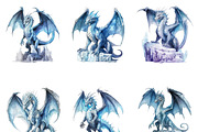 Watercolor Ice Dragons Clip Art, an Animal Illustration by Design Scotch (Thumbnail 3 of 7)