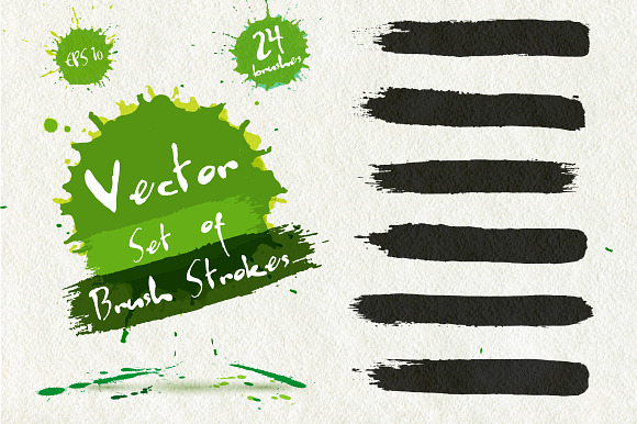 Vector set of 18 brush strokes preview 5