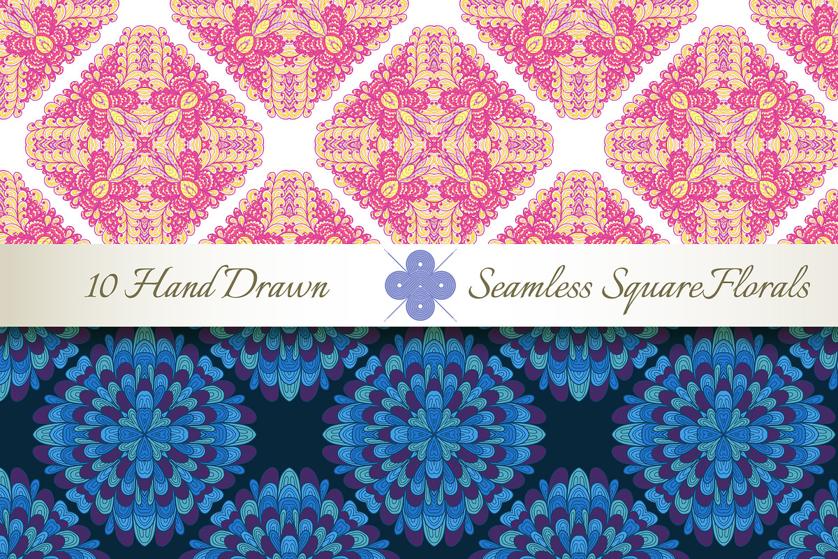 10 Floral Seamless Square Patterns preview 4