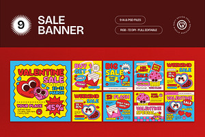 Red Yellow Valentine Sale Banner, an UI Kit Template by graphicook