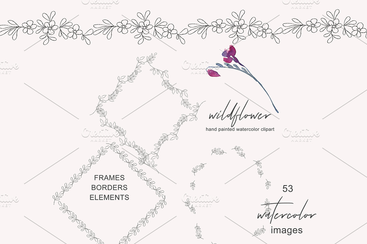 Watercolor Wildflower Clipart, an Illustration by Patishop Art (Photo 9 of 9)