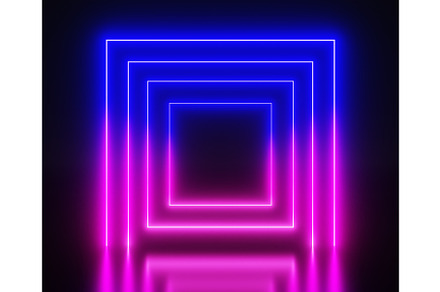 Abstract black room with neon square, a Light 3D Model by Marozhkastudio