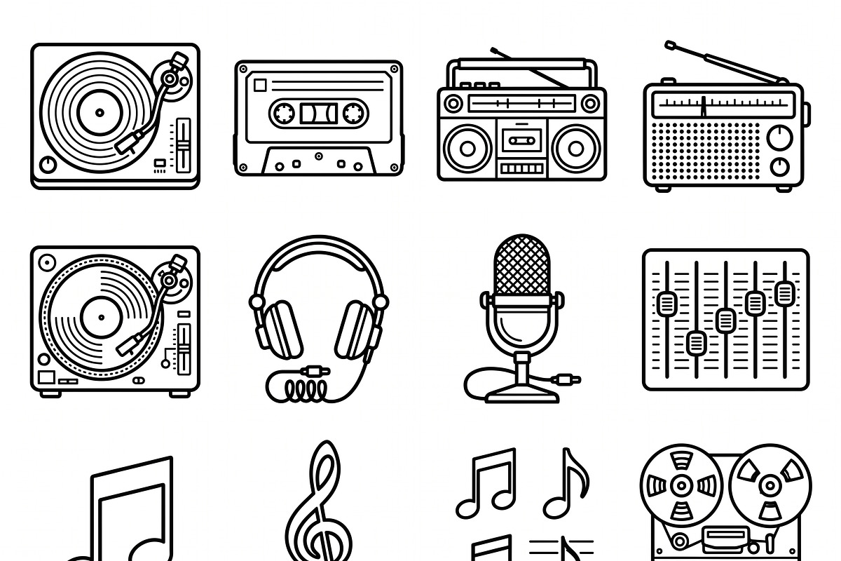 Bundles Vintage Music Outline Icons, an Outline Icon by adenpinkstore (Photo 3 of 5)