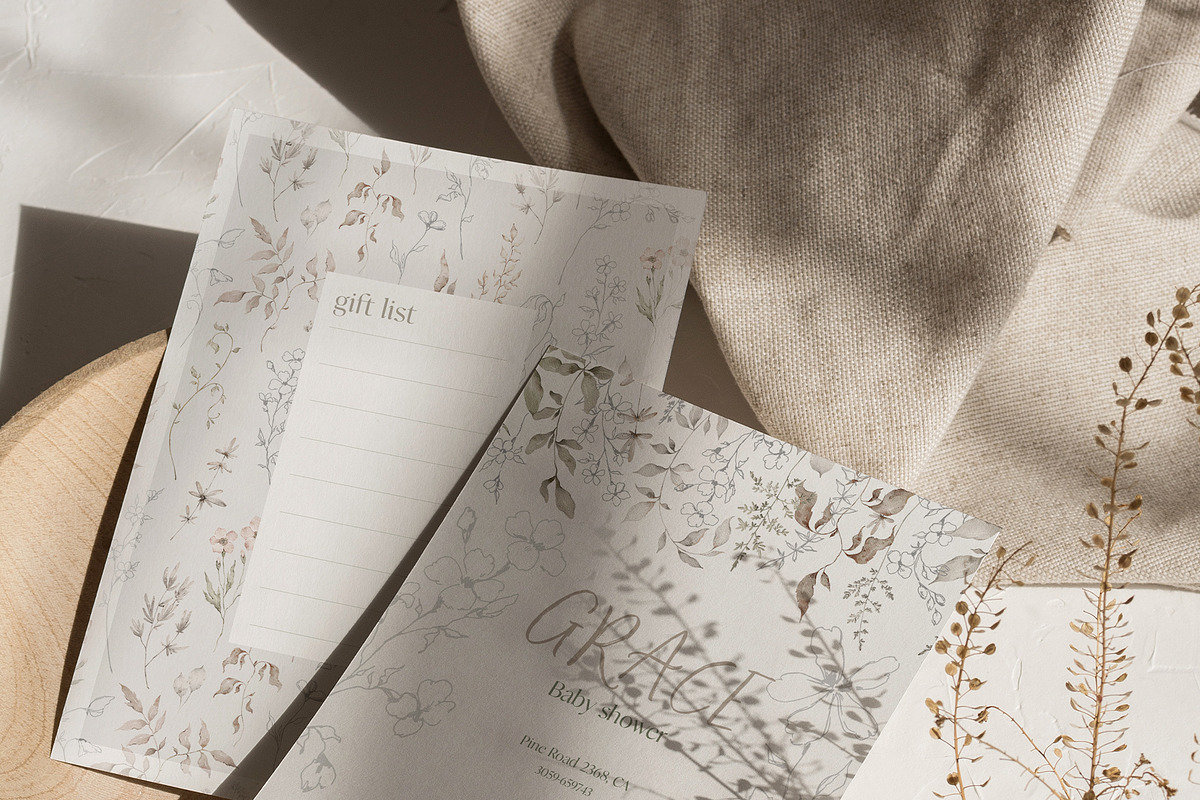 GRACE Floral Watercolor and Line art, a Decorative Illustration by Kreker Kate (Photo 5 of 10)