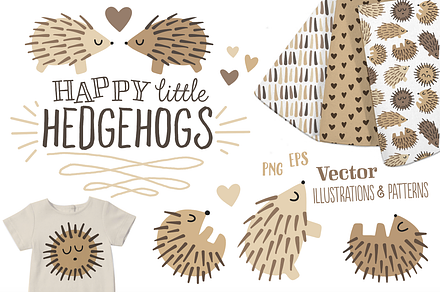 Happy Hedgehogs - Illustration Set