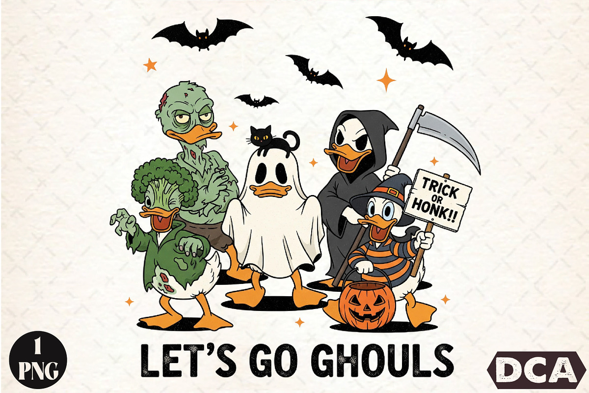 Let's Go Ghouls,Goose Halloween Png, an Illustration by DreamCafeArt (Photo 1 of 7)