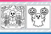 Spooky City Coloring Pages, an Illustration by LightExpress (Thumbnail 3 of 6)