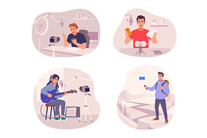Bloggers. Audio video and write, a Person Illustration by Onyx