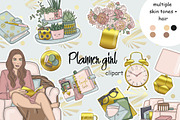 Planner Girl Clipart, a Work Illustration by GlamArtZhanna (Thumbnail 1 of 3)