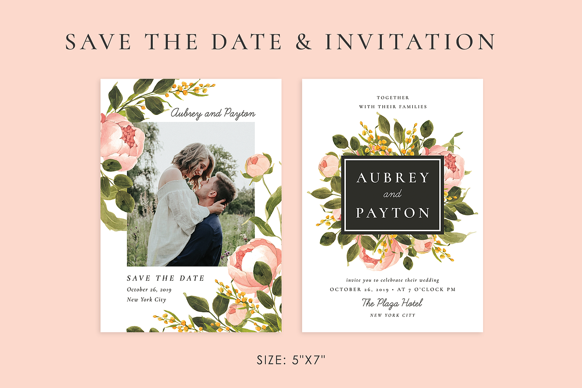 Peonies – wedding set, an Invitation Template by Helen Halik art (Photo 2 of 10)