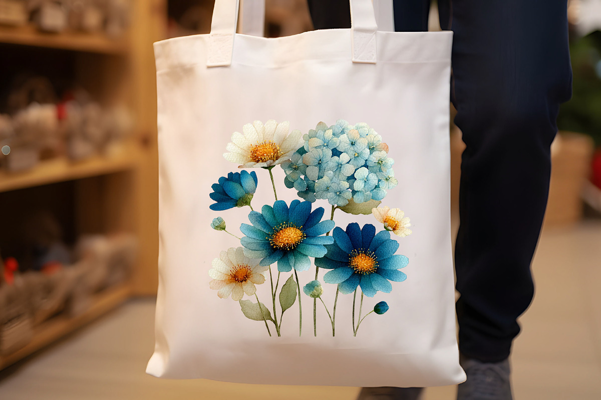 Cream and Blue Flowers Clipart, an Illustration by Designworld (Photo 4 of 8)